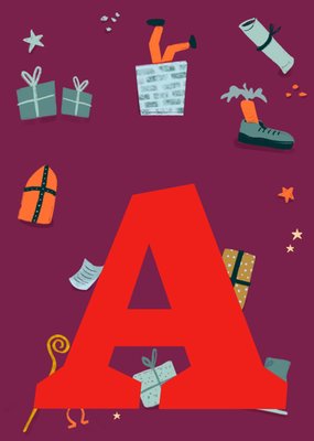 Geïllustreerde Letter A Met Cadeaus Kaart