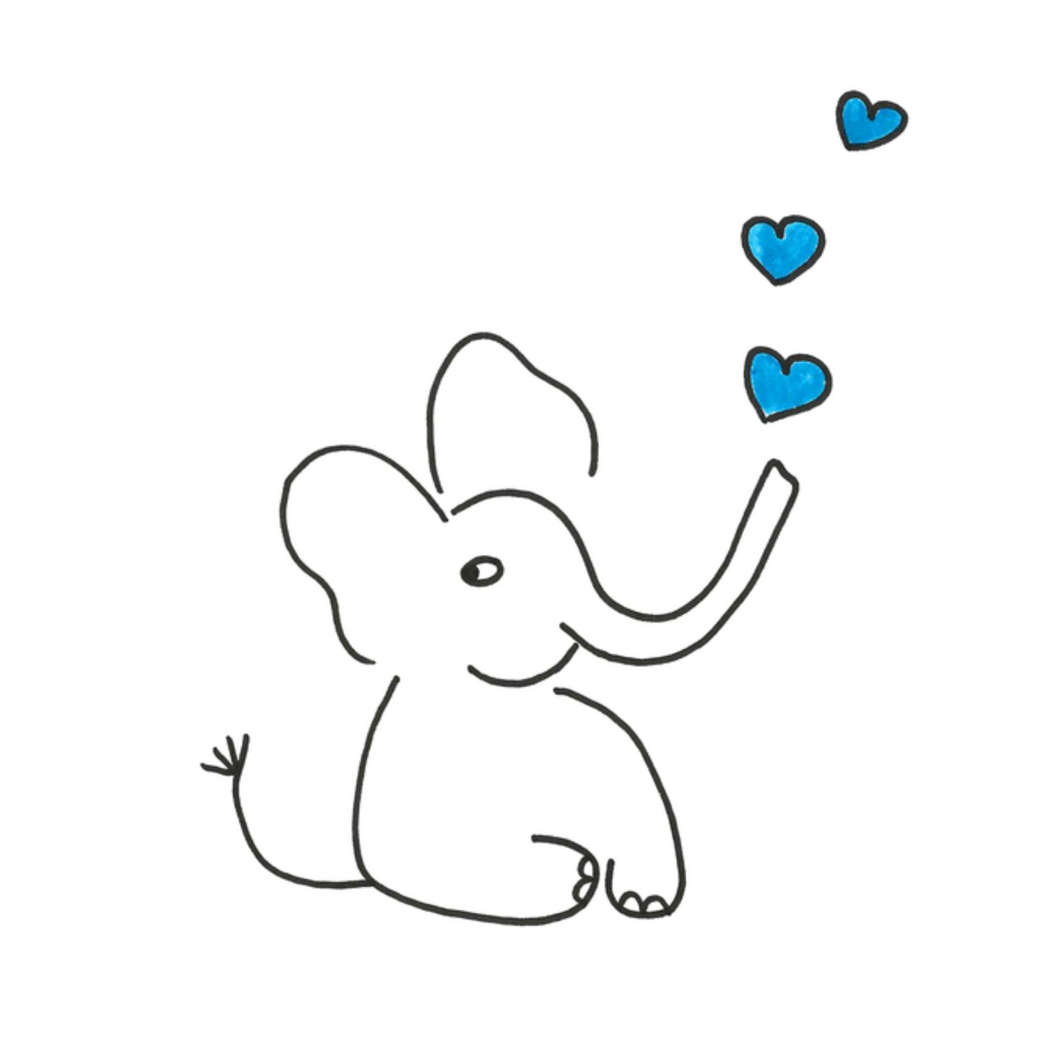 Geboortekaart Olifant Blauw Vierkante Kaart Eva Gans