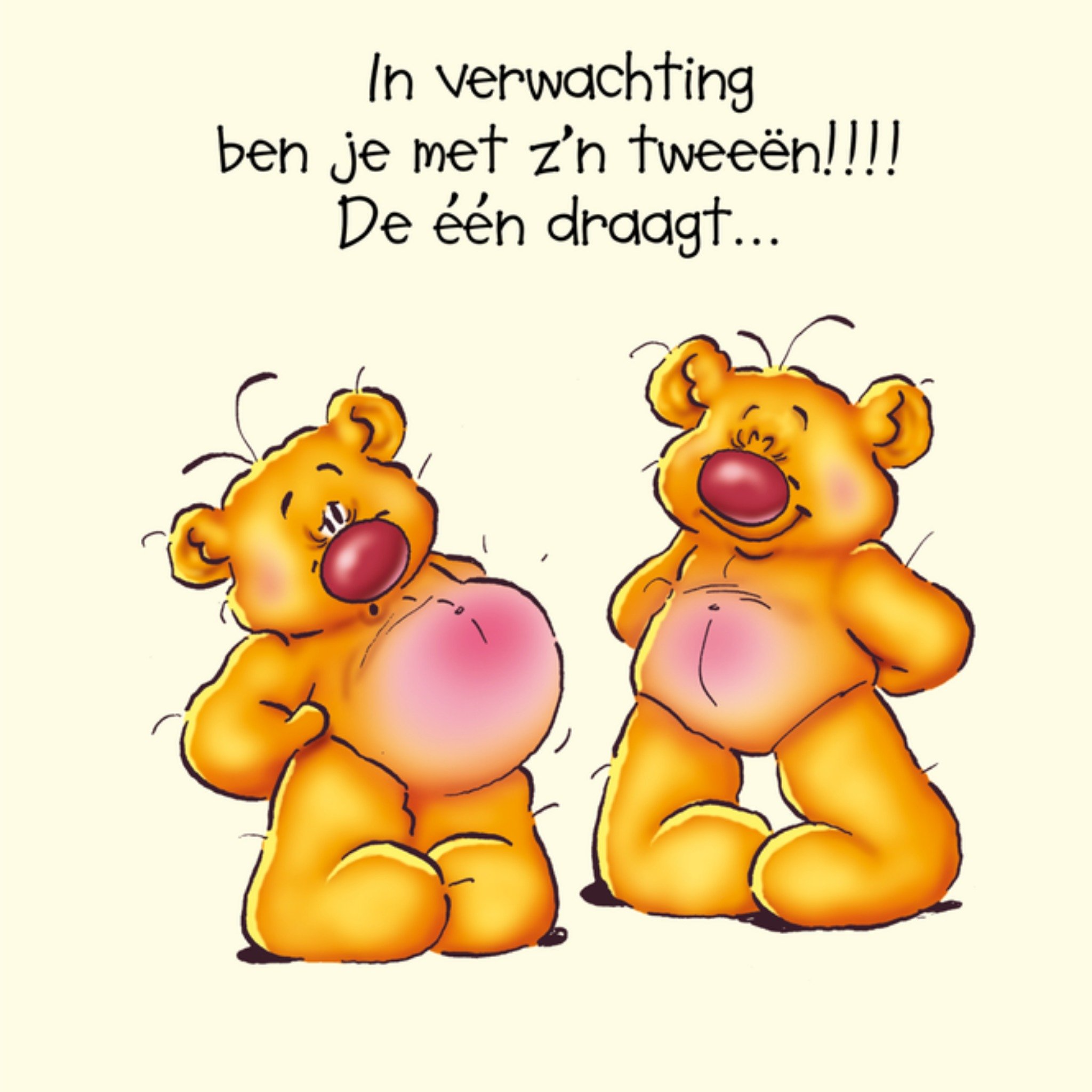 Zwangerschapskaart beer Vierkante Kaart Doodles