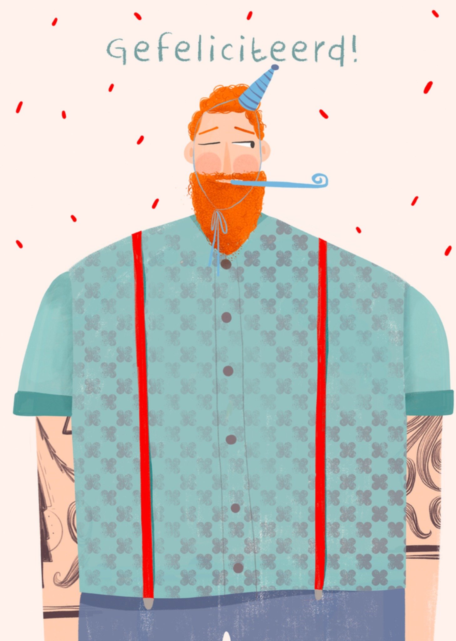 Felicitatiekaart Gefeliciteerd Party Man Kaart Gozde