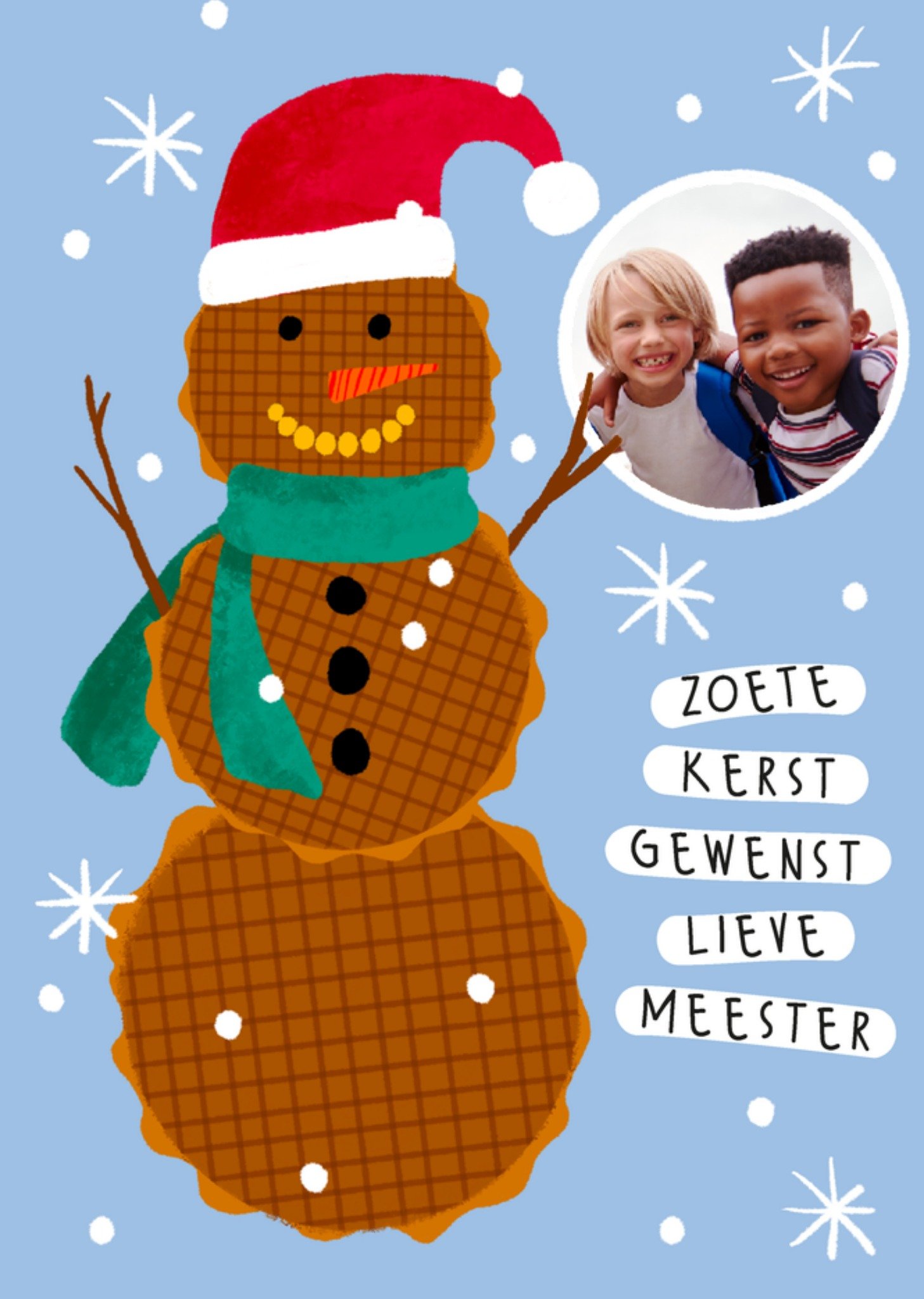 Kerstkaart Stroopwafels Meester Greetz