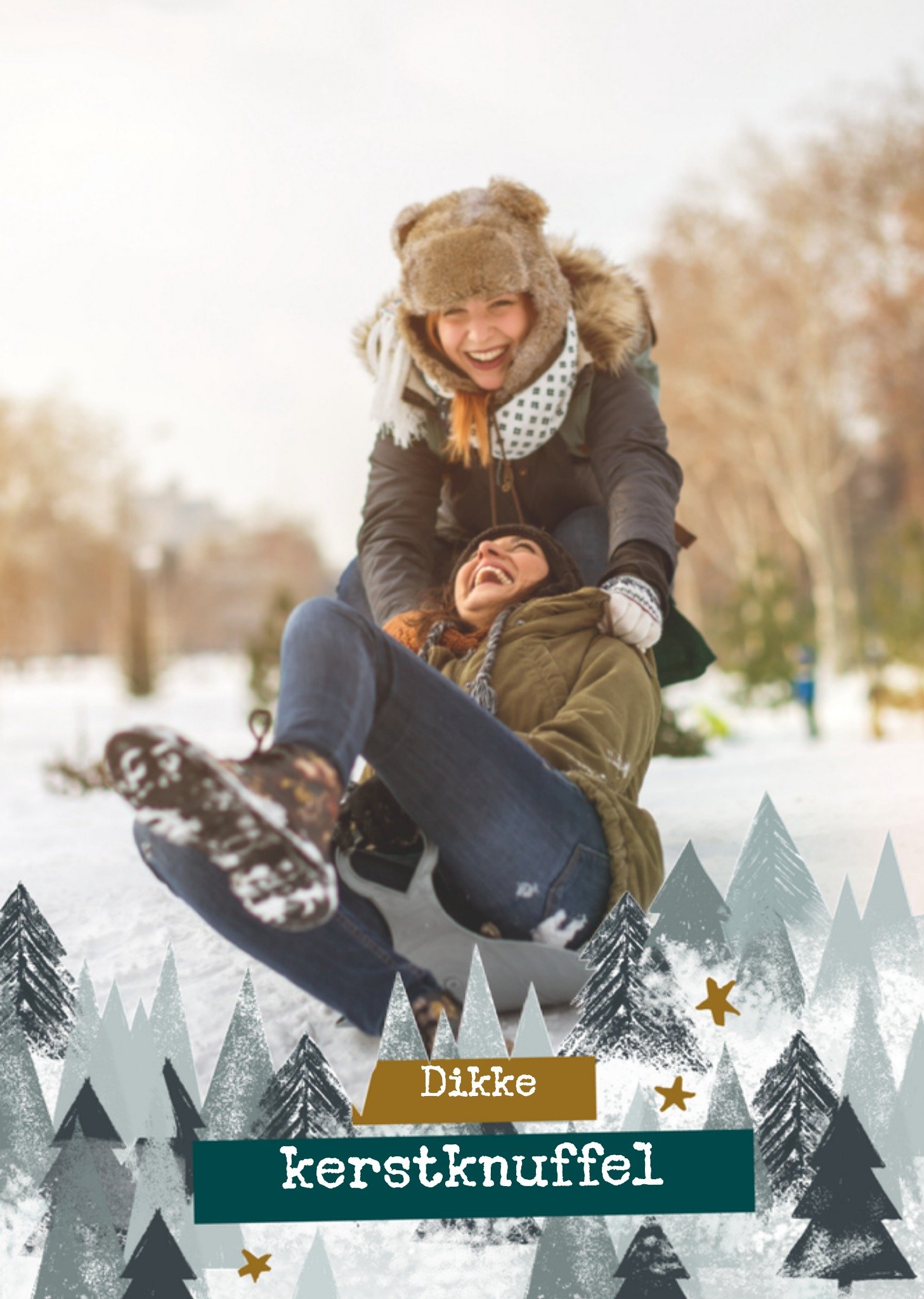 Kerstkaart fotokaart dikke knuffel Greetz