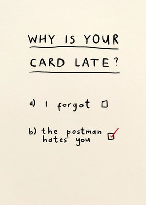 Scribbler | Verjaardagskaart | Why is your card late?