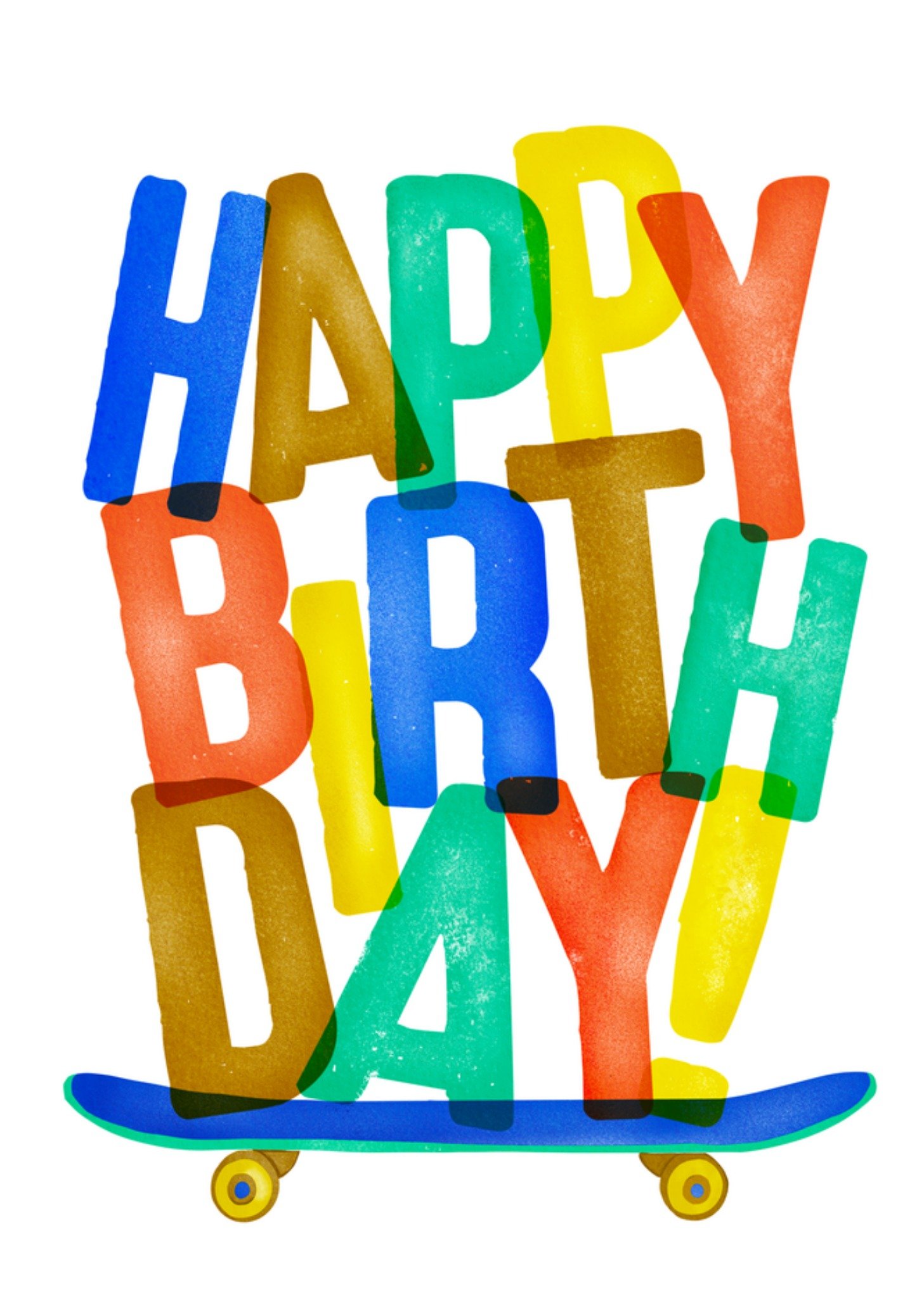 Verjaardagskaart kleurrijk skaten Kaart Petit Konijn