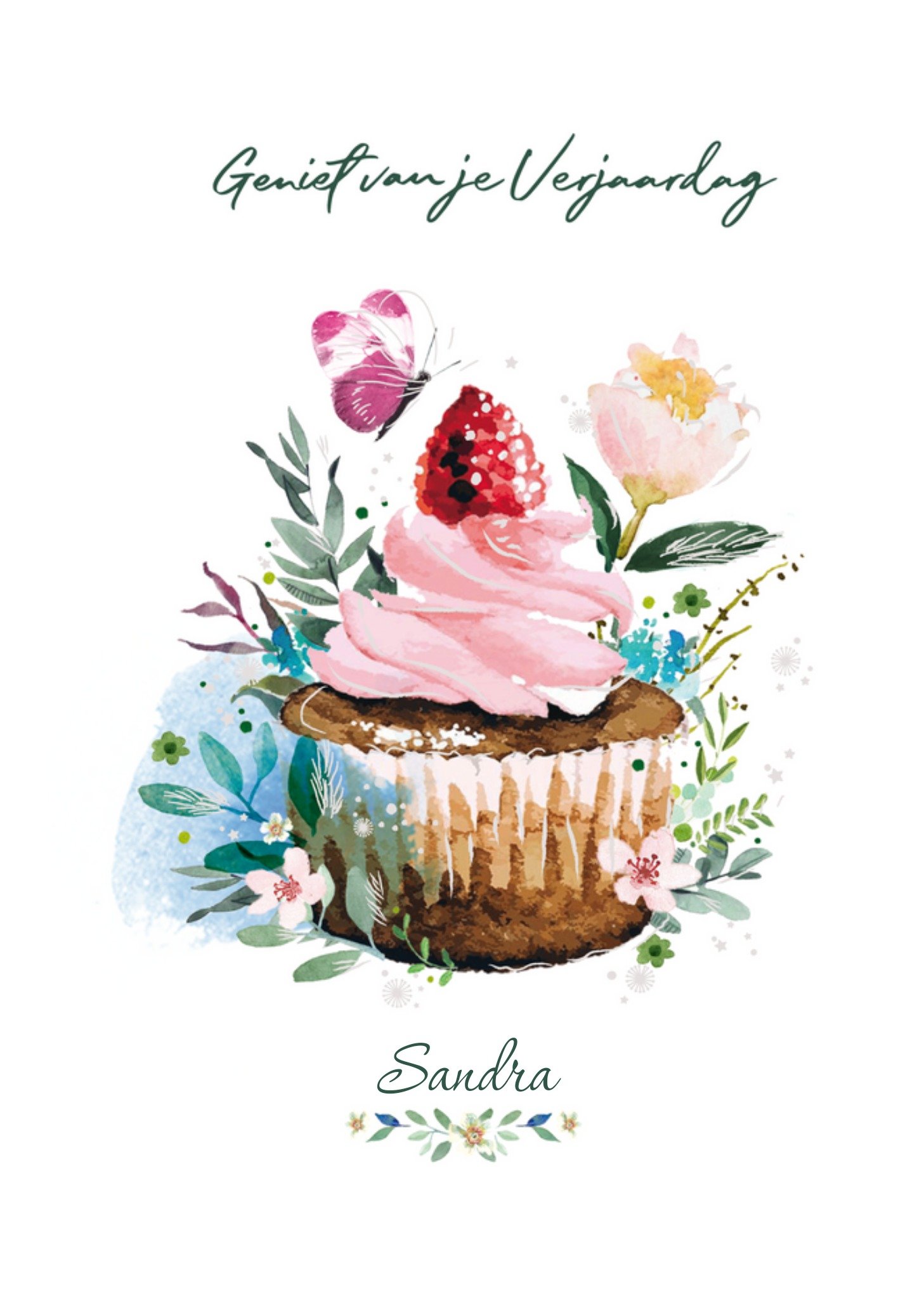 Paperclip - Verjaardagskaart - Cupcake - Met naam