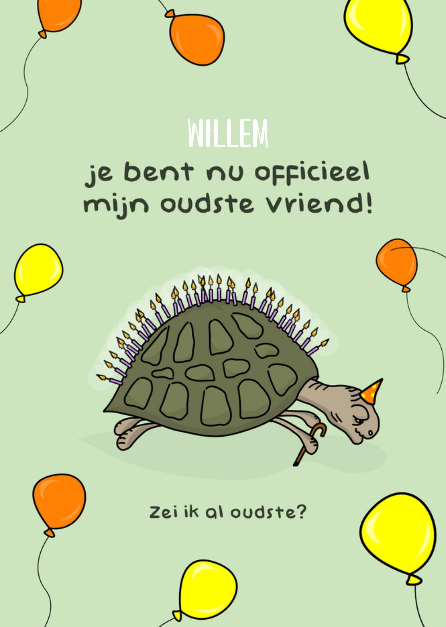 Verjaardagskaart met naam schildpad Kaart Liefs Jansje