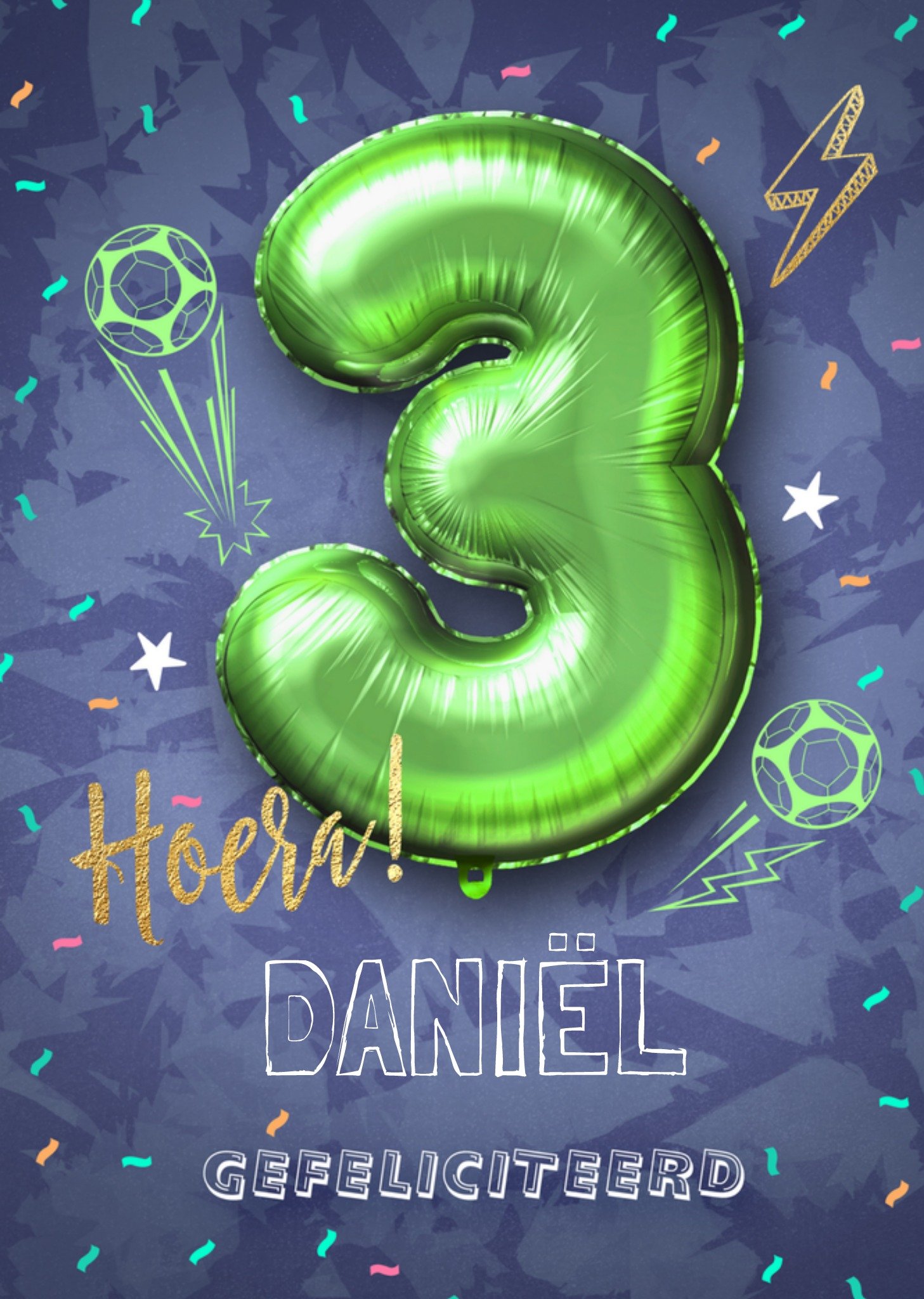 Verjaardag 3 jaar Jongen Kaart Luckz