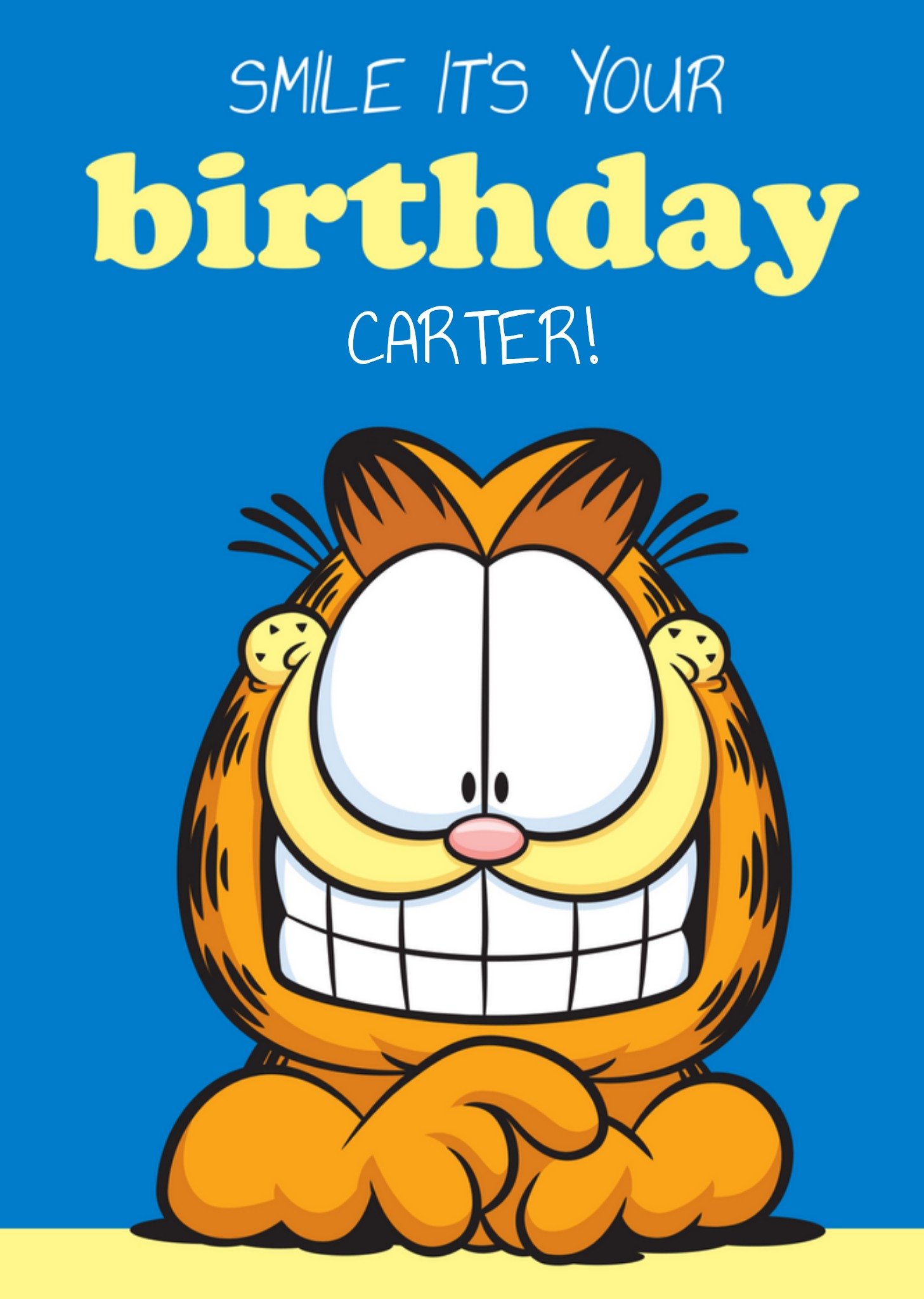 Garfield - Verjaardagskaart - Smile it's your birthday - Met naam