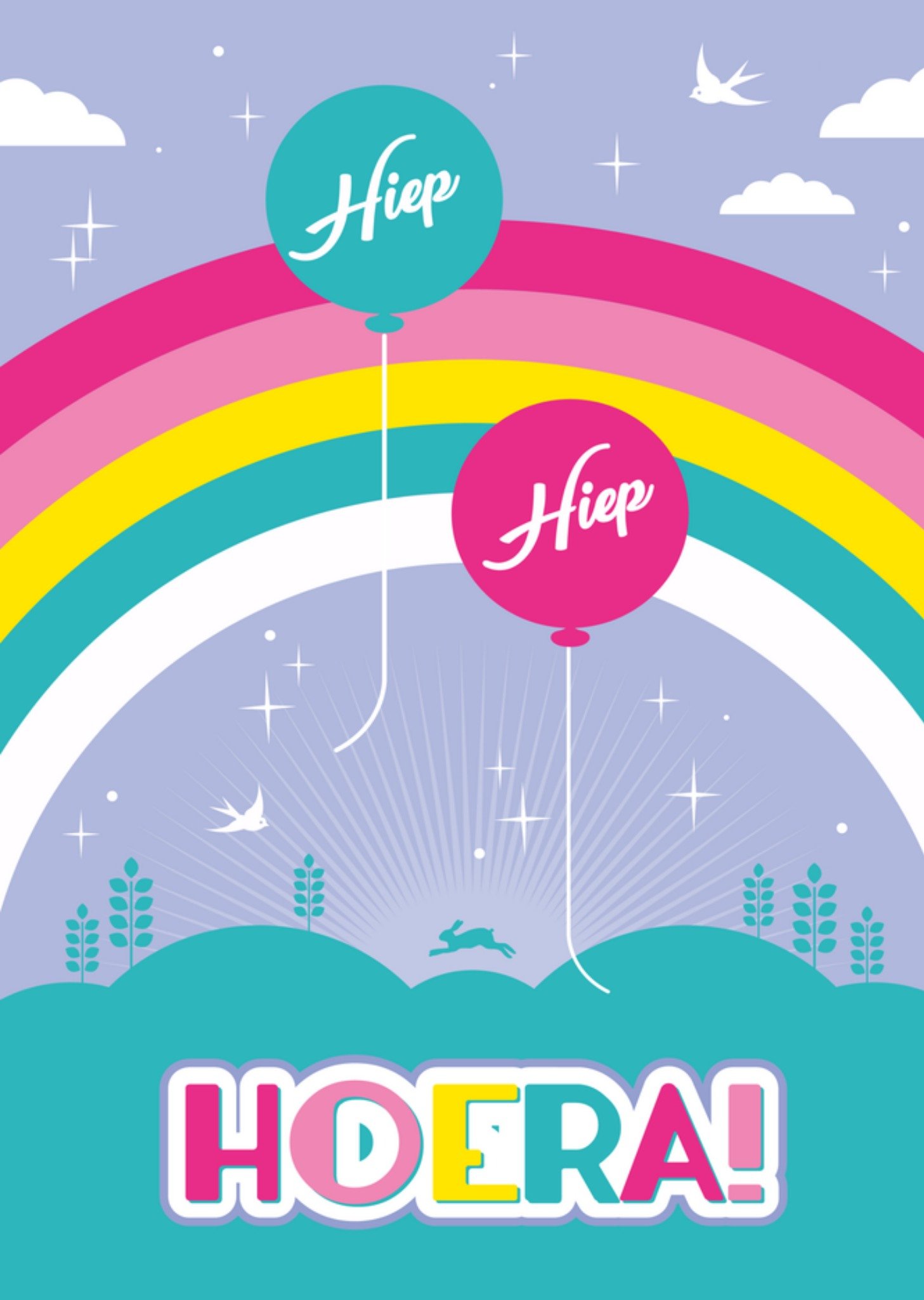 Verjaardagskaart Regenboog Kaart Paperclip