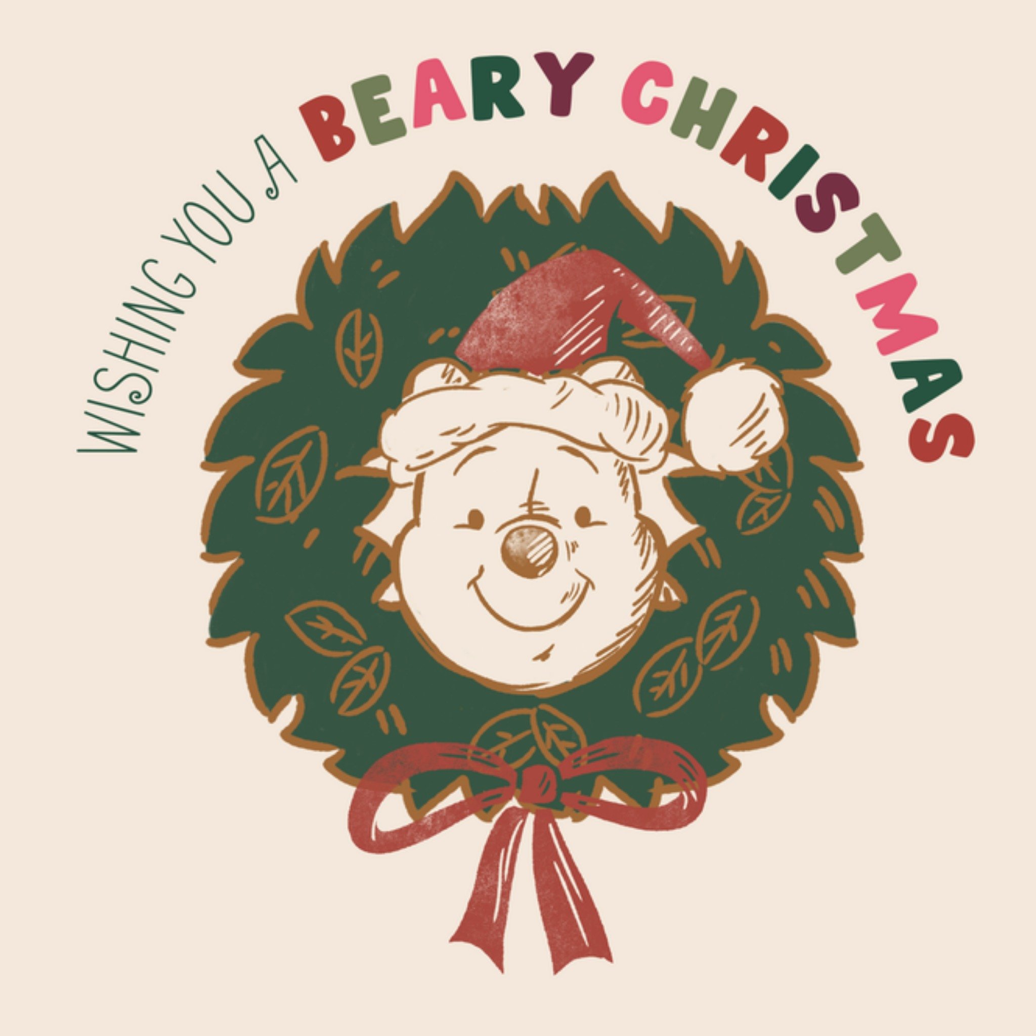Disney Kerstkaart Winnie the Pooh Knuffelbeery Christmas Winnie de Poeh
