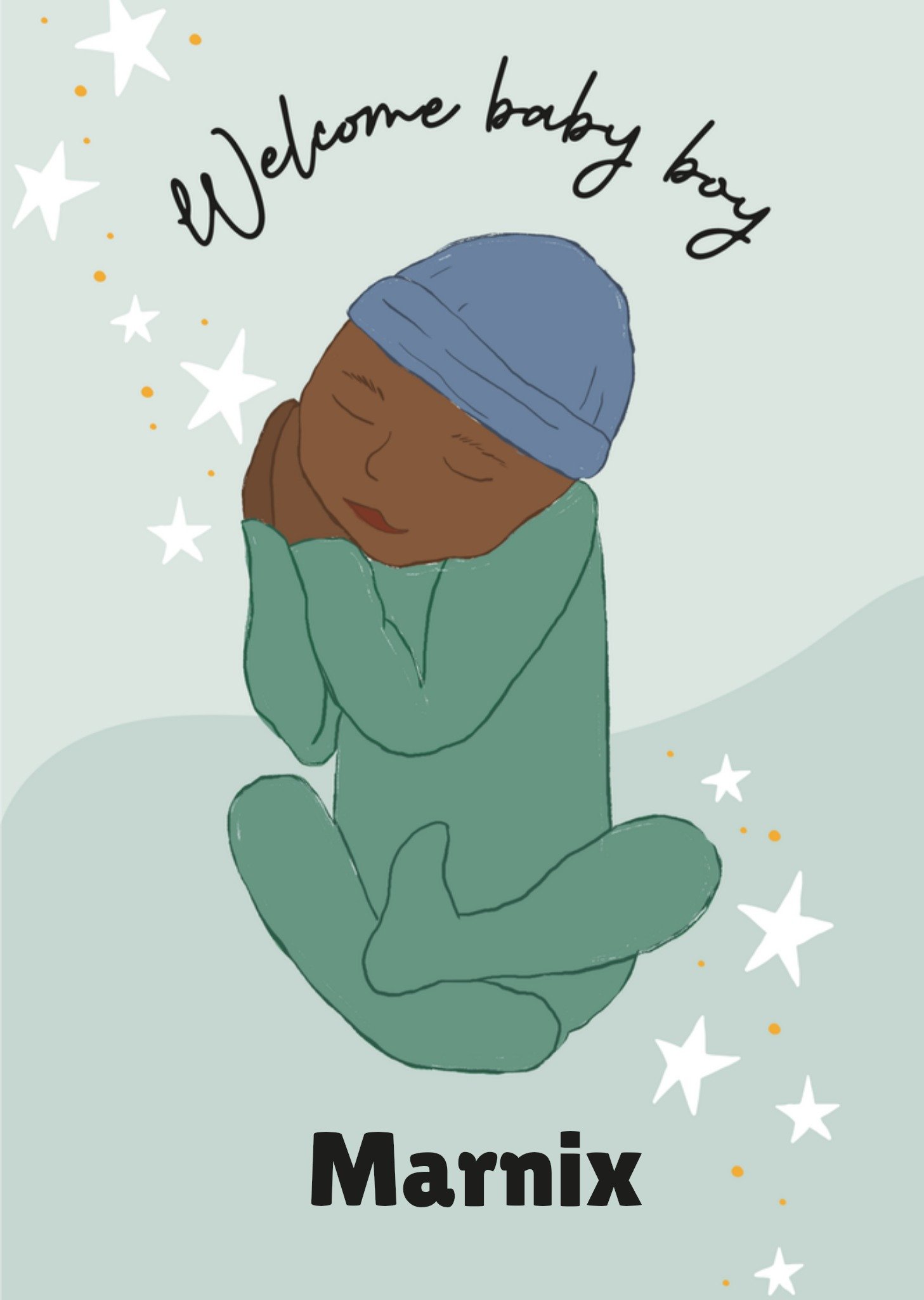 Geboortekaart Welcome baby boy Met naam Greetz