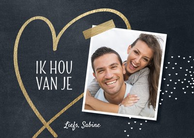 Ik Hou Van Je Krijtbord Hart Foto Upload Liefde Kaart