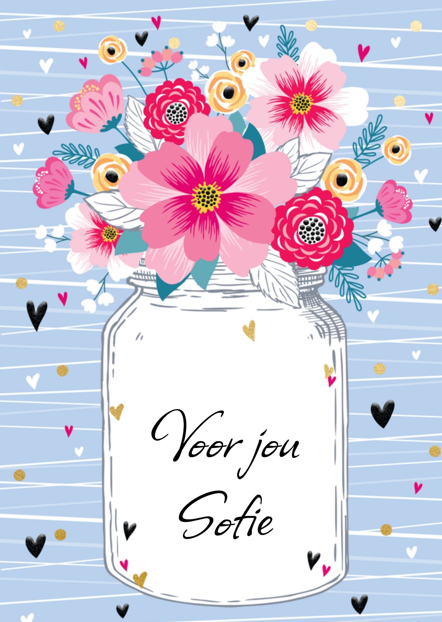 Denken aan kaart Bloemenvaas Met naam Kaart TMS