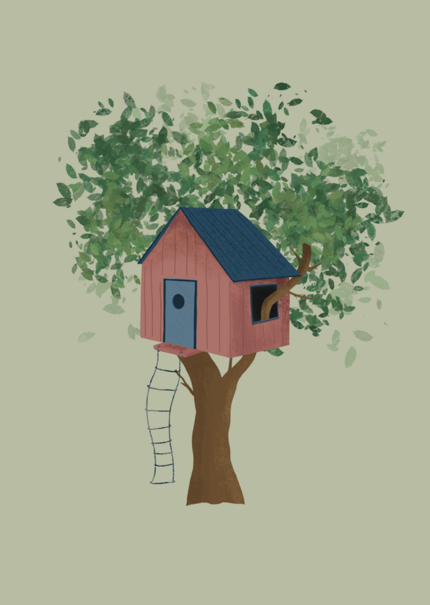 De Merkwaardige Studio Nieuwe woning kaart Boomhut illustratie Kaart De merkwaardige studio