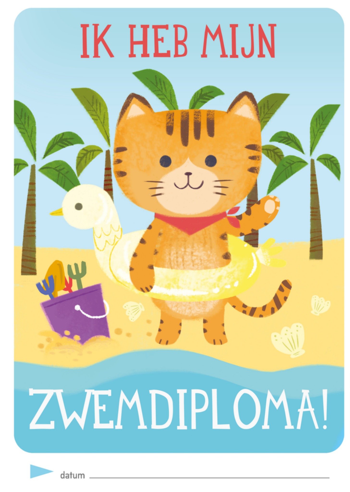 Zwemdiploma kaart tijger Kaart Milestone
