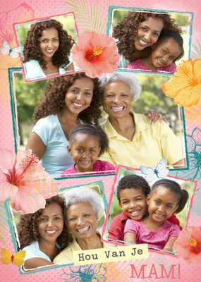 Hou Van Je Mam Bloemen Foto Collage Kaart