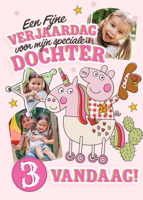 Peppa Pig | Verjaardagskaart | Voor Mijn Speciale Dochter 3 vandaag | Aanpasbare foto enn tekst