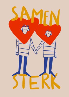 Samen Sterk Geïllustreerde Mensen Met Harten Jubileum Kaart