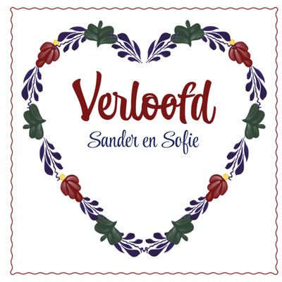 Geïllustreerd Bloemenhart Verloofd Kaart