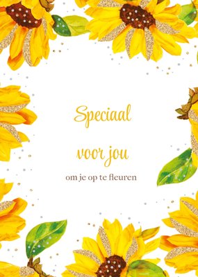 Om Je Op Te Fleuren Geïllustreerde Zonnebloemen Kaart