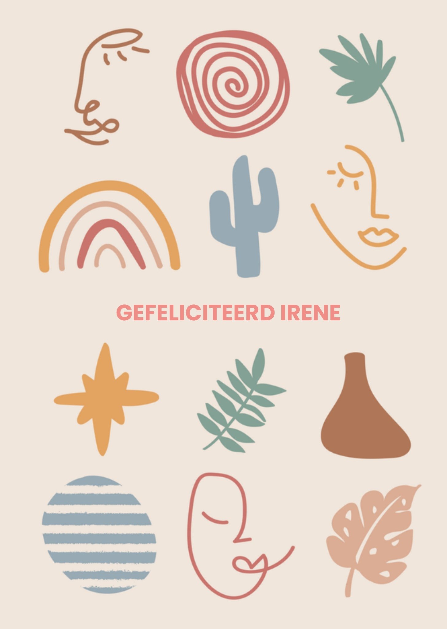 Verjaardagskaart illustraties met naam Greetz