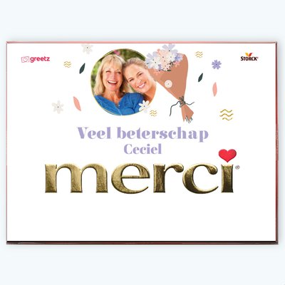 Merci | Veel Beterschap met eigen foto en naam | 675g