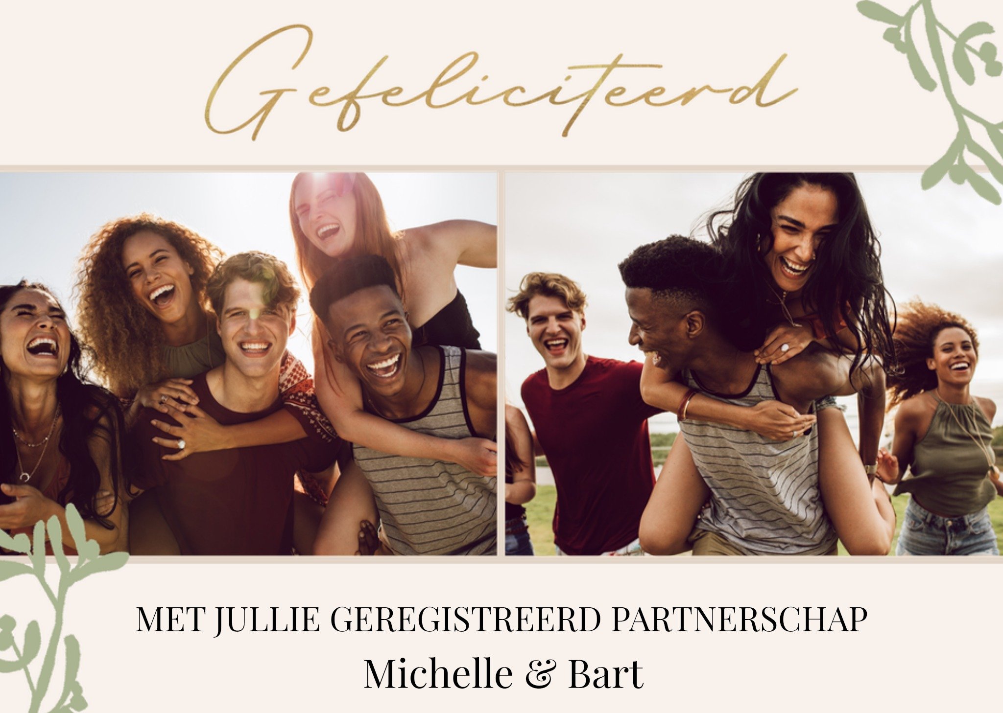 Huwelijkskaart Gefeliciteerd Met Jullie Geregistreerd Partnerschap Aanpasbare foto enn tekst Kaart Greetz