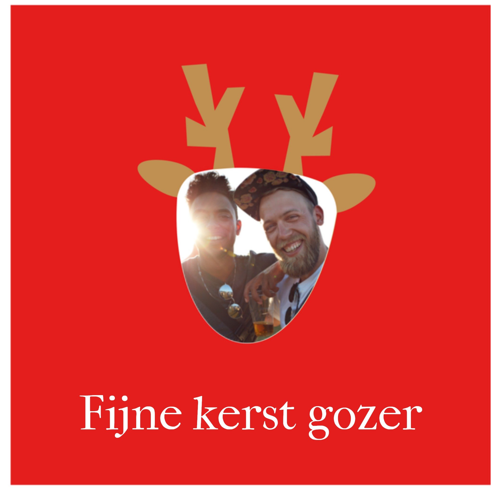 Paperclip Kerstkaart Rendier Rood Man Vierkant