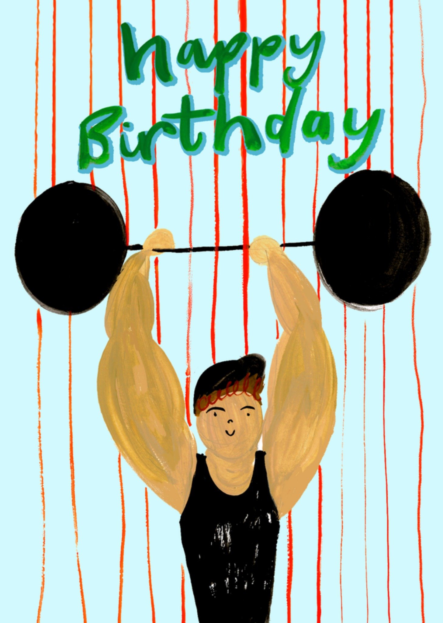 Verjaardagskaart Happy Birthday Illustrated Strong Man Kaart Eleanor Bowmer