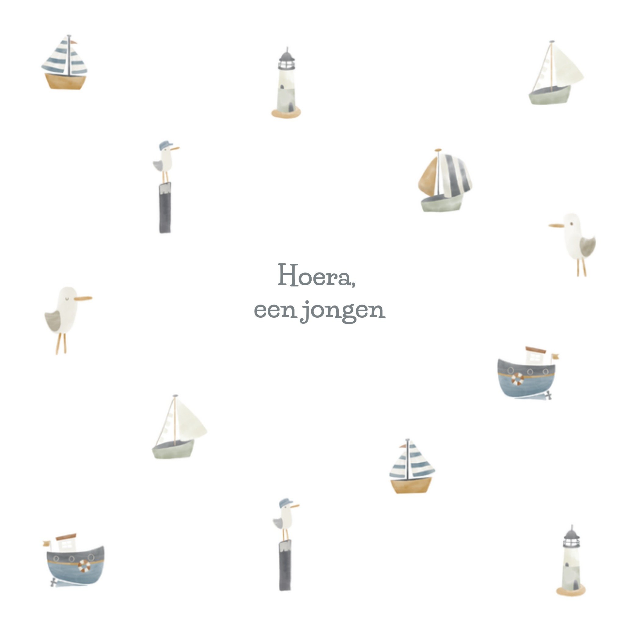 Geboortekaart Boten Vierkante Kaart Little Dutch