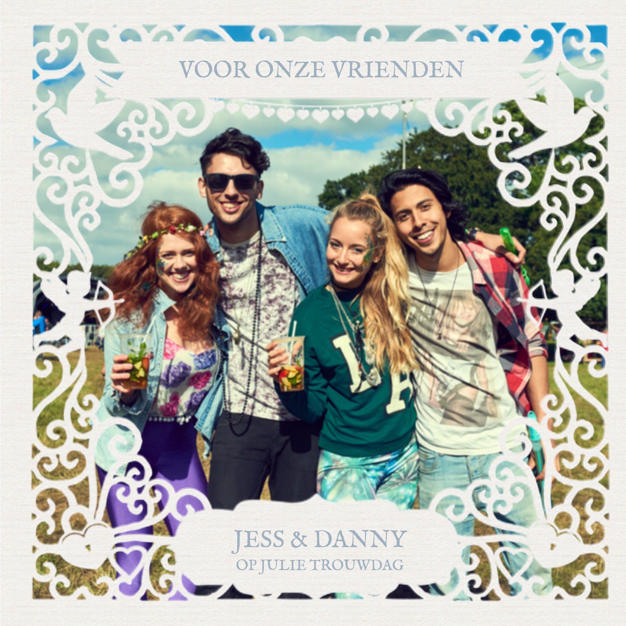 Greetz Huwelijkskaart fotokaart met naam Vierkant