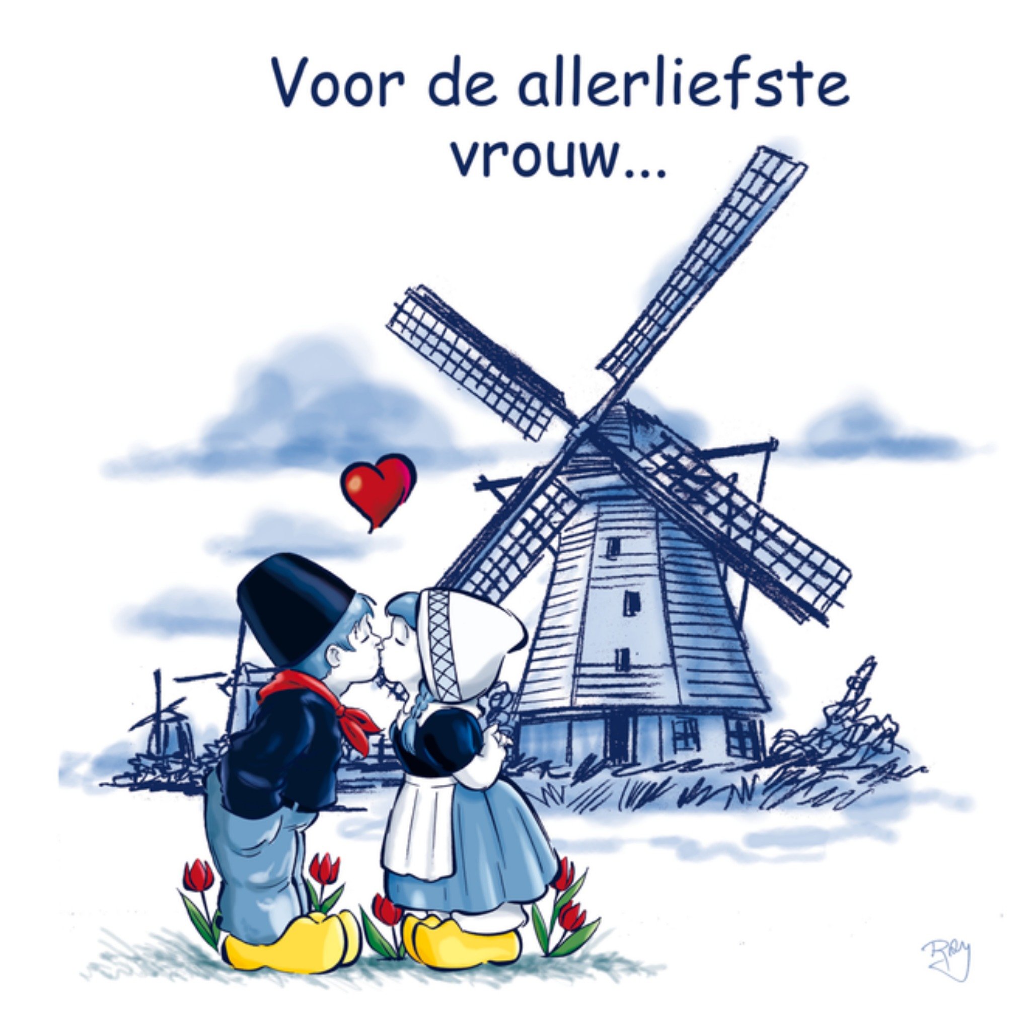 Liefdeskaart Allerliefste Vrouw Vierkante Kaart Old Dutch