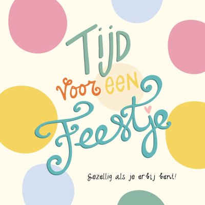 Tijd Voor Een Feestje Polka Dot Typografisch Uitnodiging Kaart