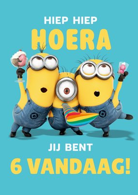 Minions Hiep Hiep Hoera 6e Verjaardagskaart