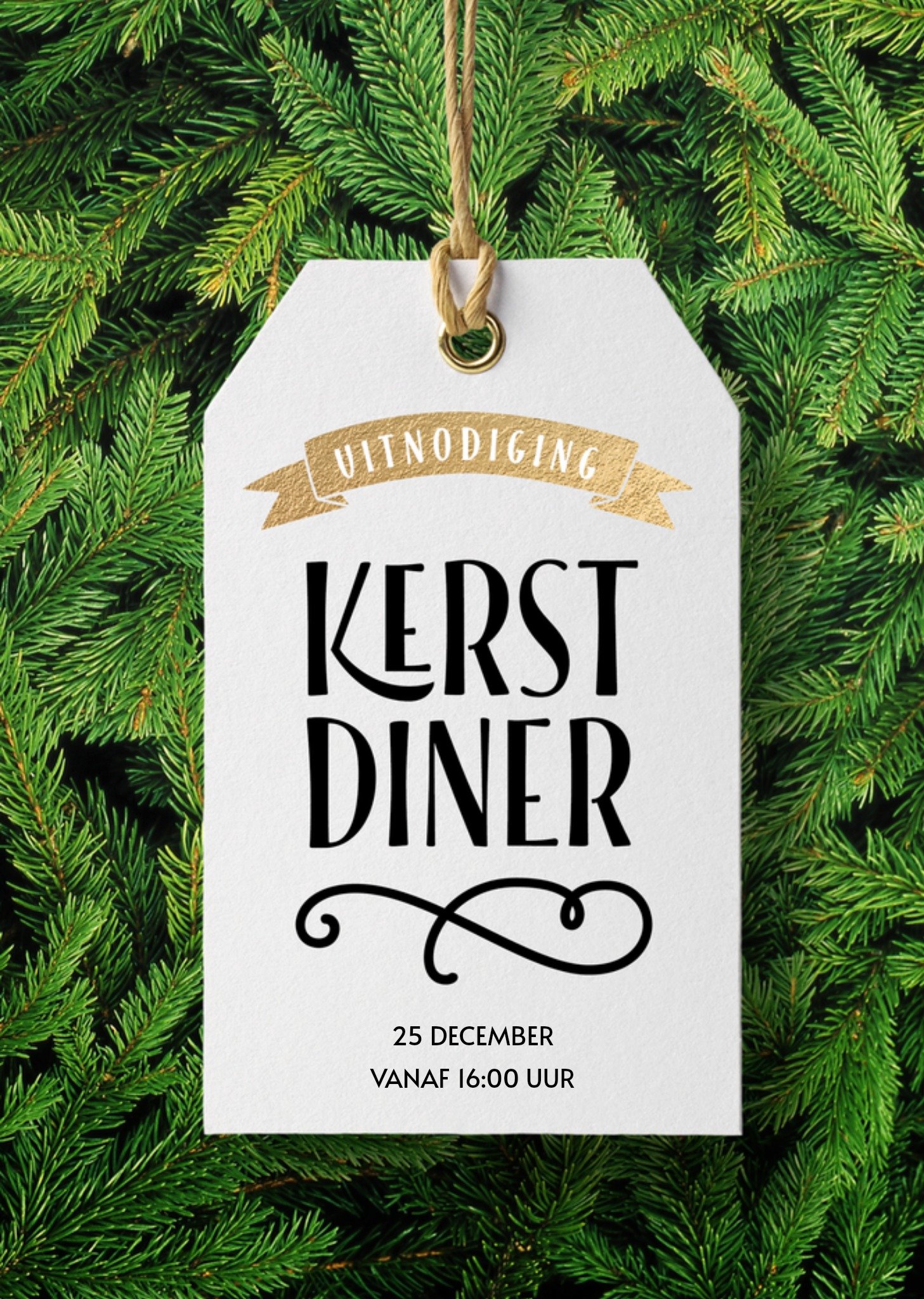 Luckz Uitnodiging kerstdiner Dennentakjes Standard Card