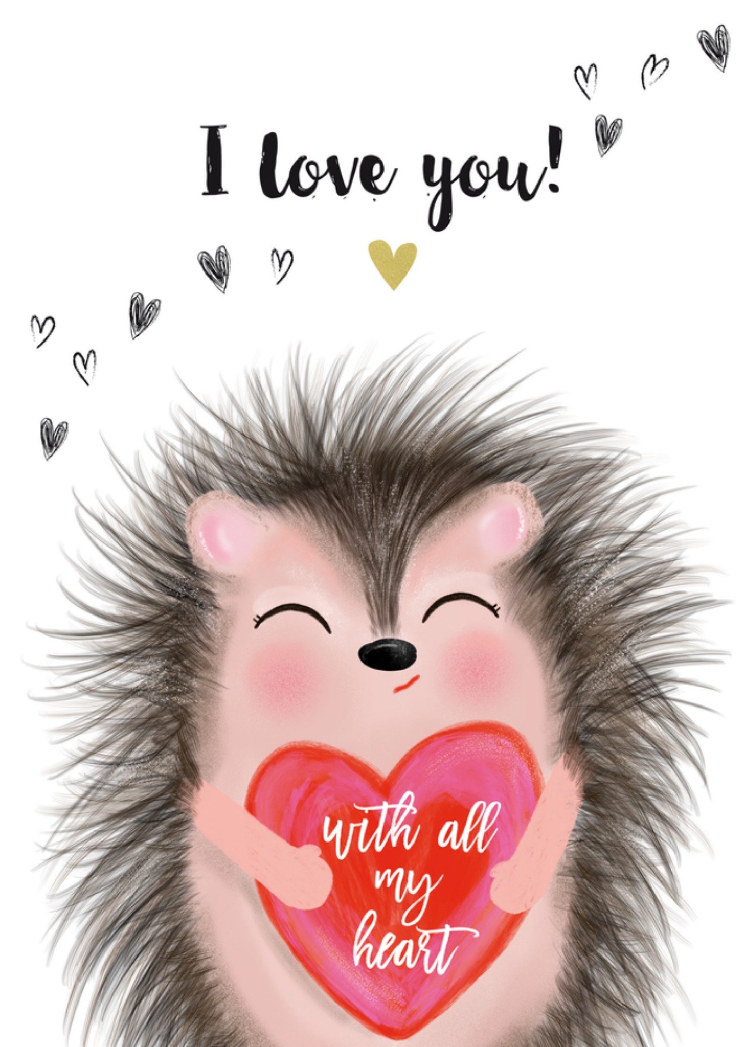 Liefdeskaart Egel I love you Kaart Tsjip