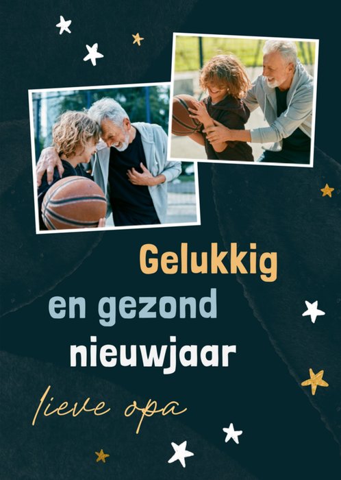 Greetz | Nieuwjaarskaart | Met foto | Lieve Opa | Sterren