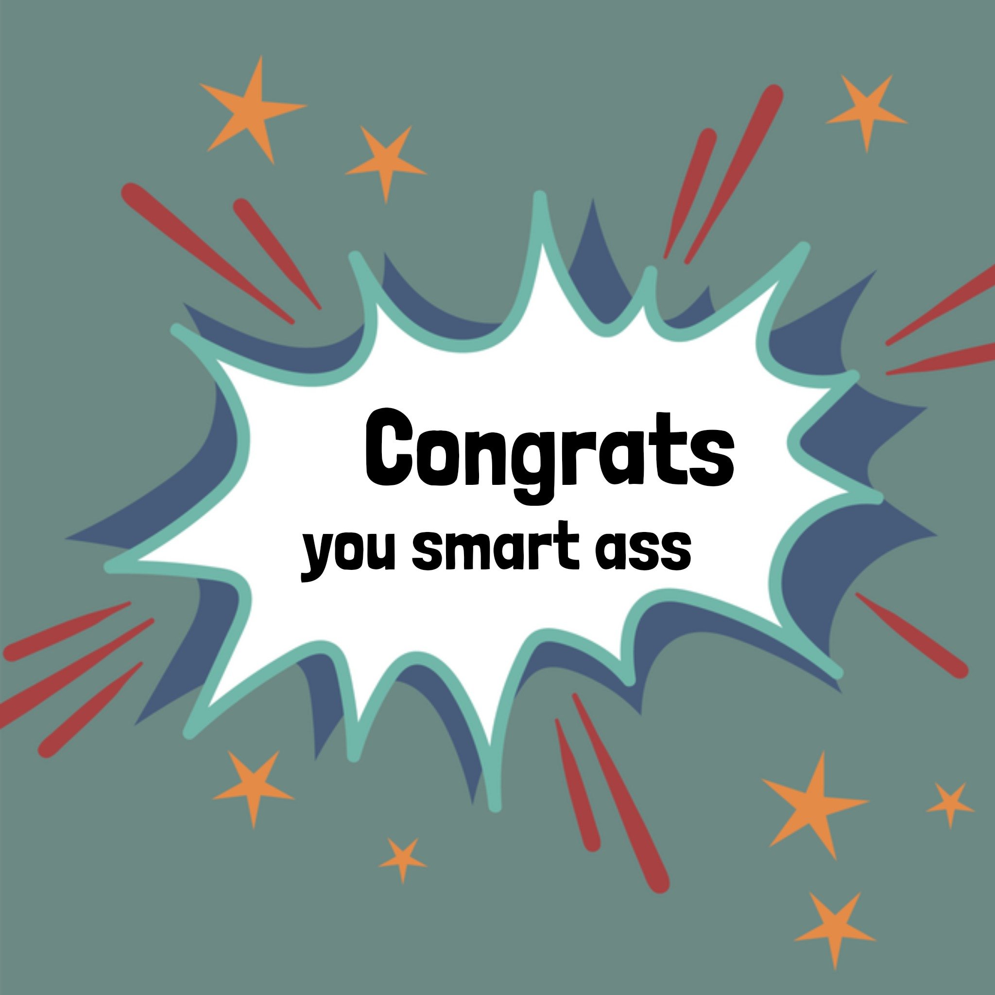 Greetz Geslaagd kaart smart ass Vierkant