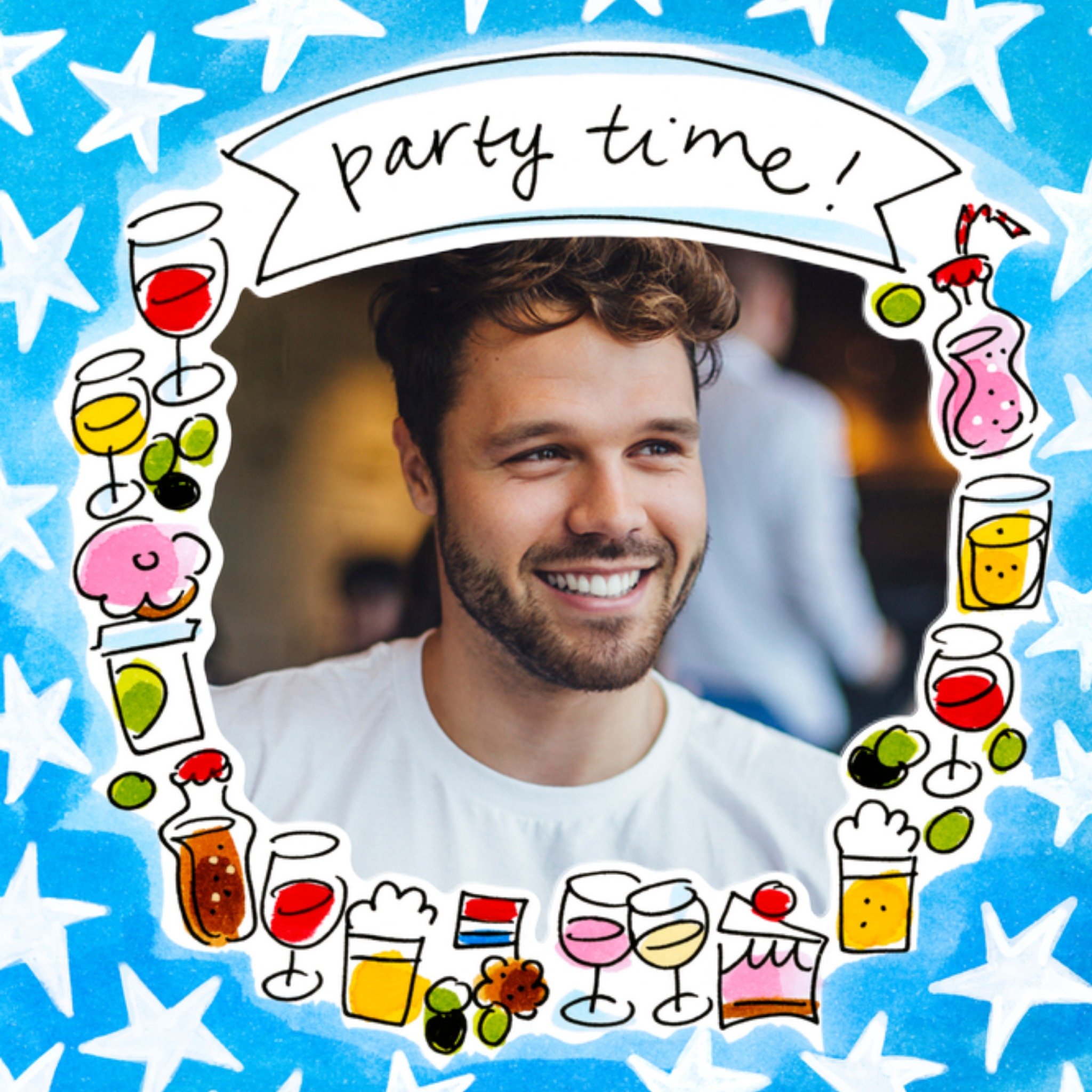 Uitnodiging verjaardagsfeest Foto Lekkernij Vierkante Kaart Blond Amsterdam