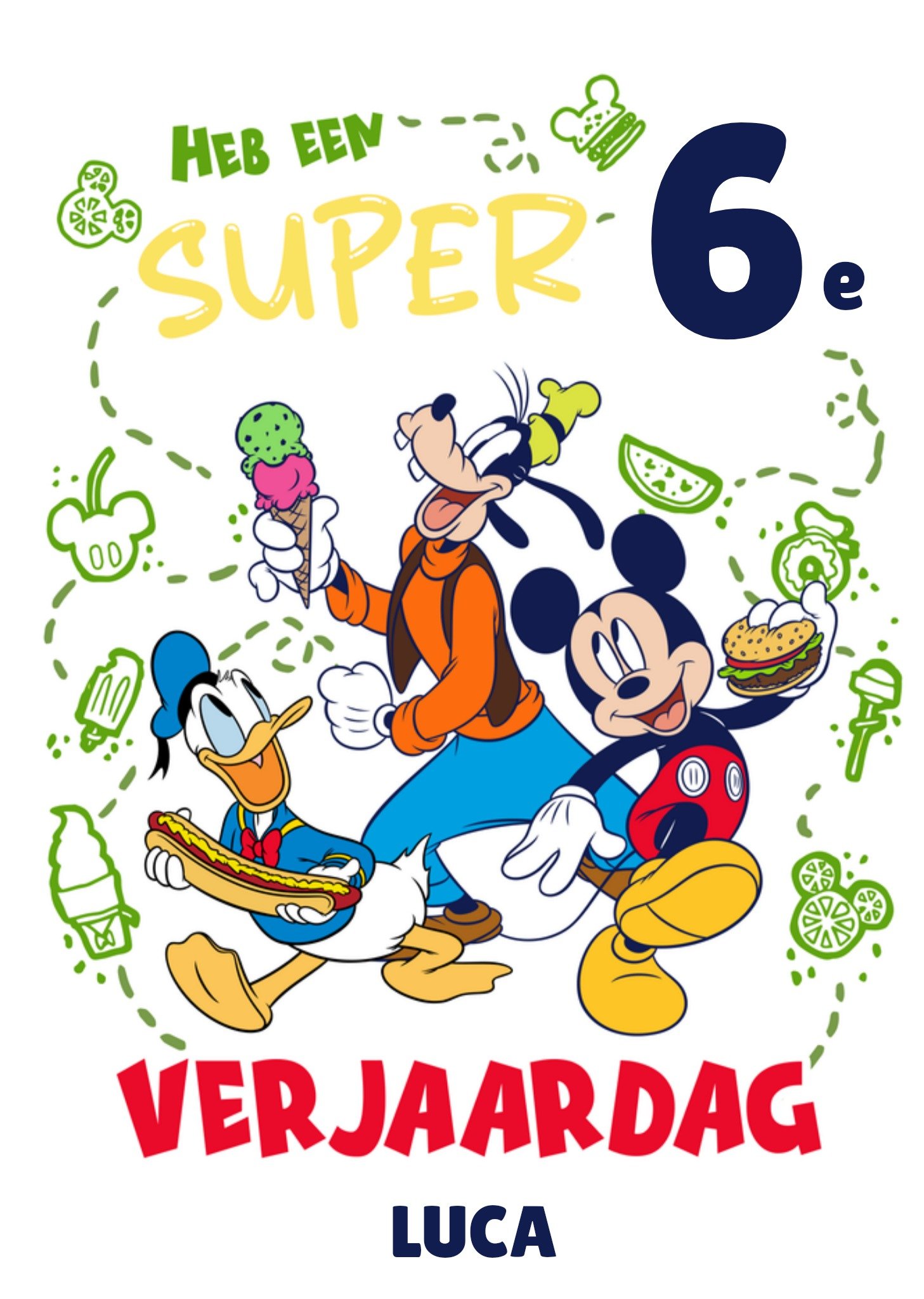 Disney Verjaardagskaart, Donald Duck en Goofy Kaart Mickey Mouse