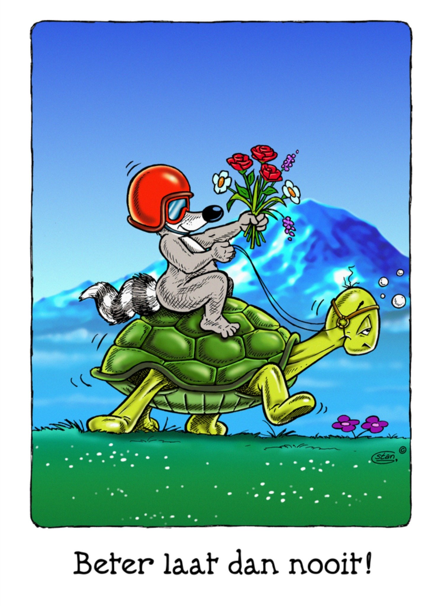 Bengels Verjaardagskaart Beter laat dan nooit! Kaart Stan Groenland