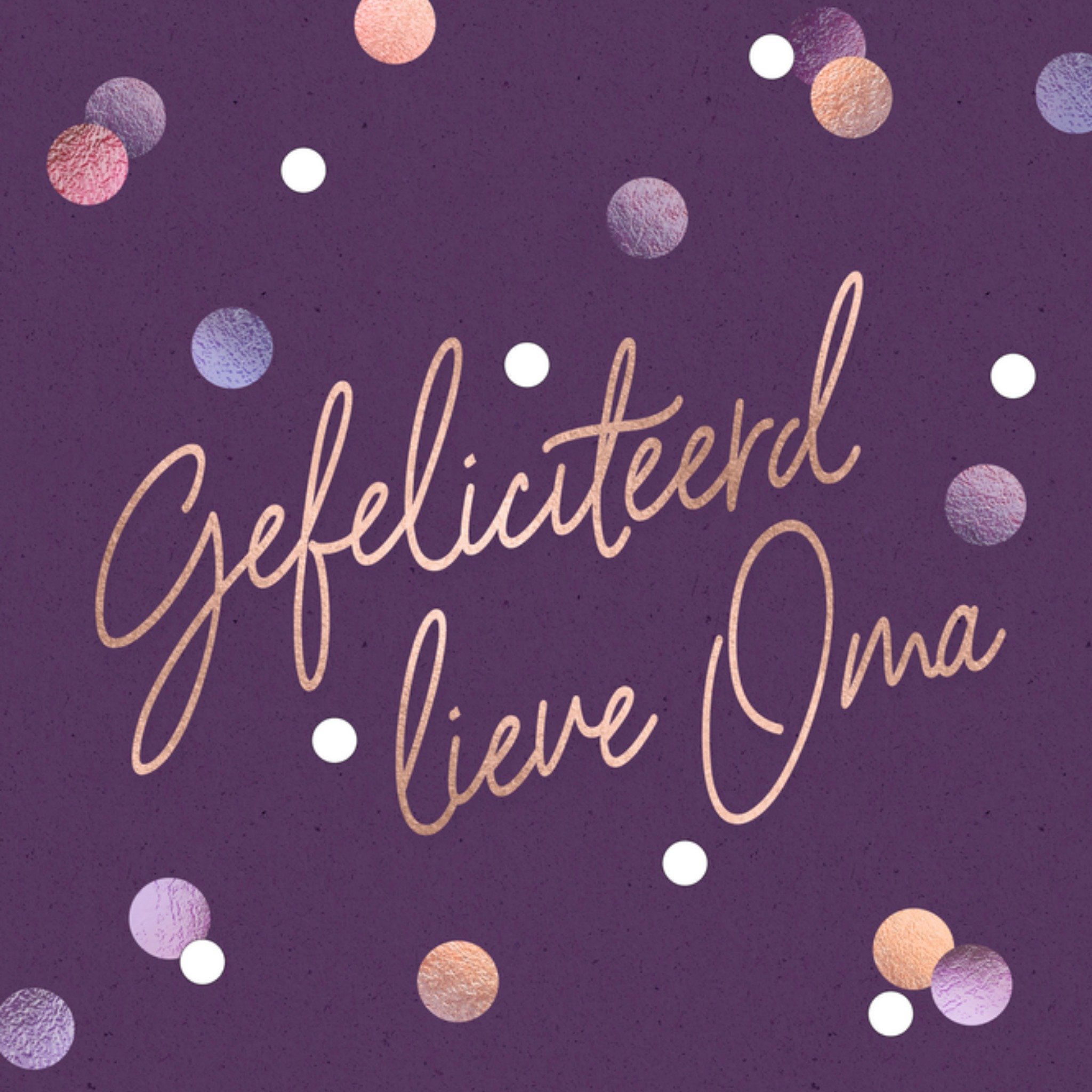 Verjaardagskaart Oma Paarse confetti Vierkante Kaart Luckz