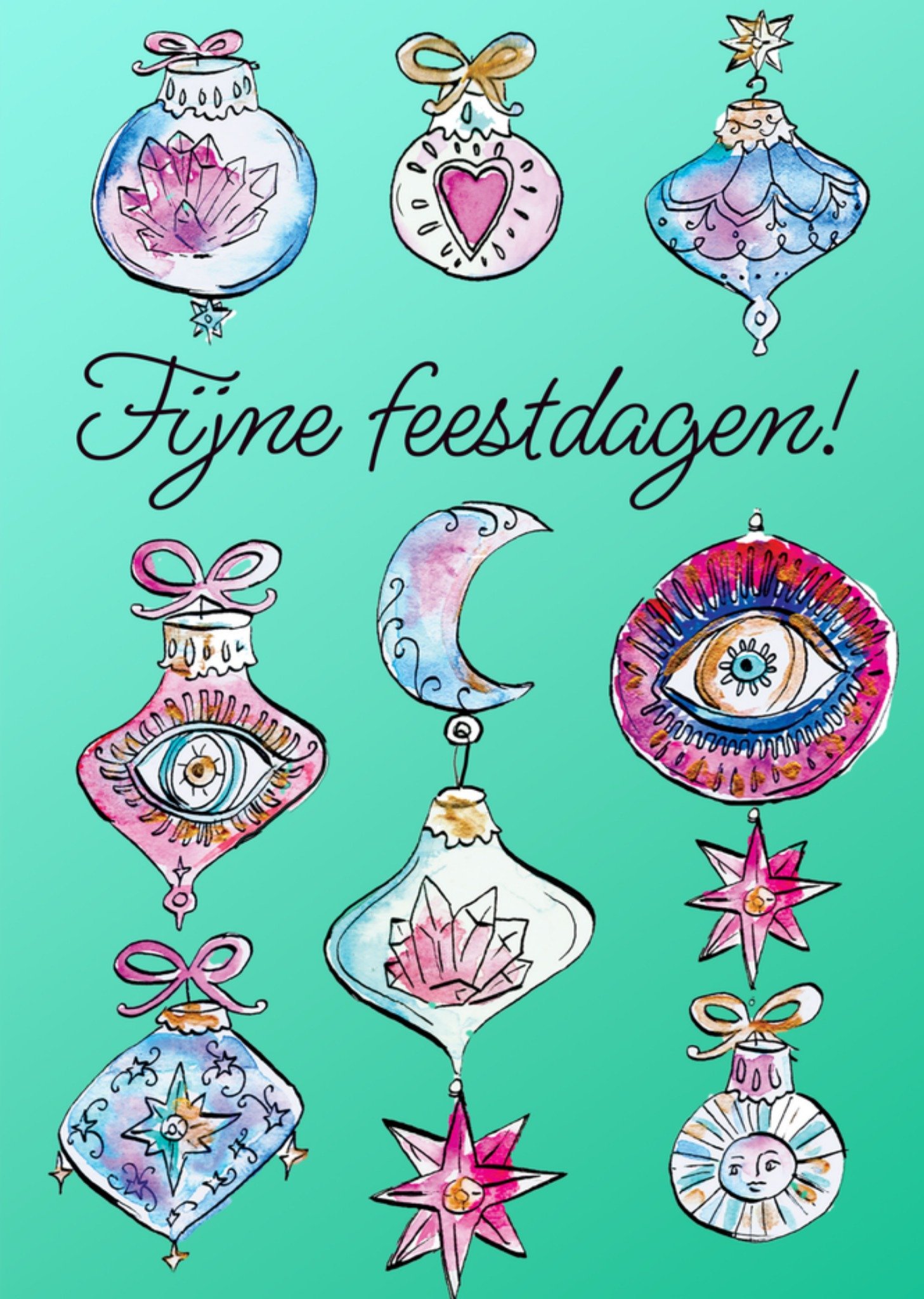 Jill Kerstkaart Kerstballen Fijne feestdagen Standard Card