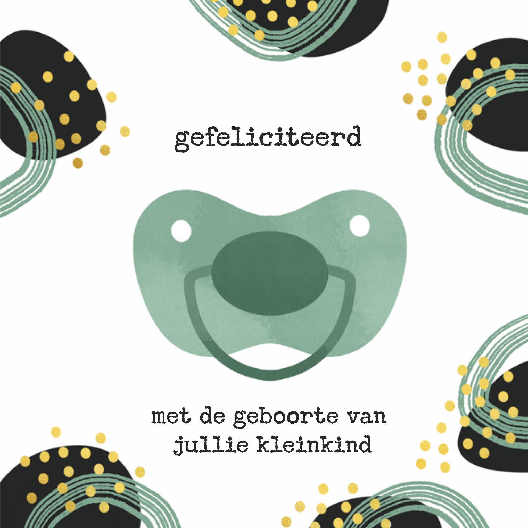 Greetz Geboortekaart speen aanpasbare tekst Vierkant