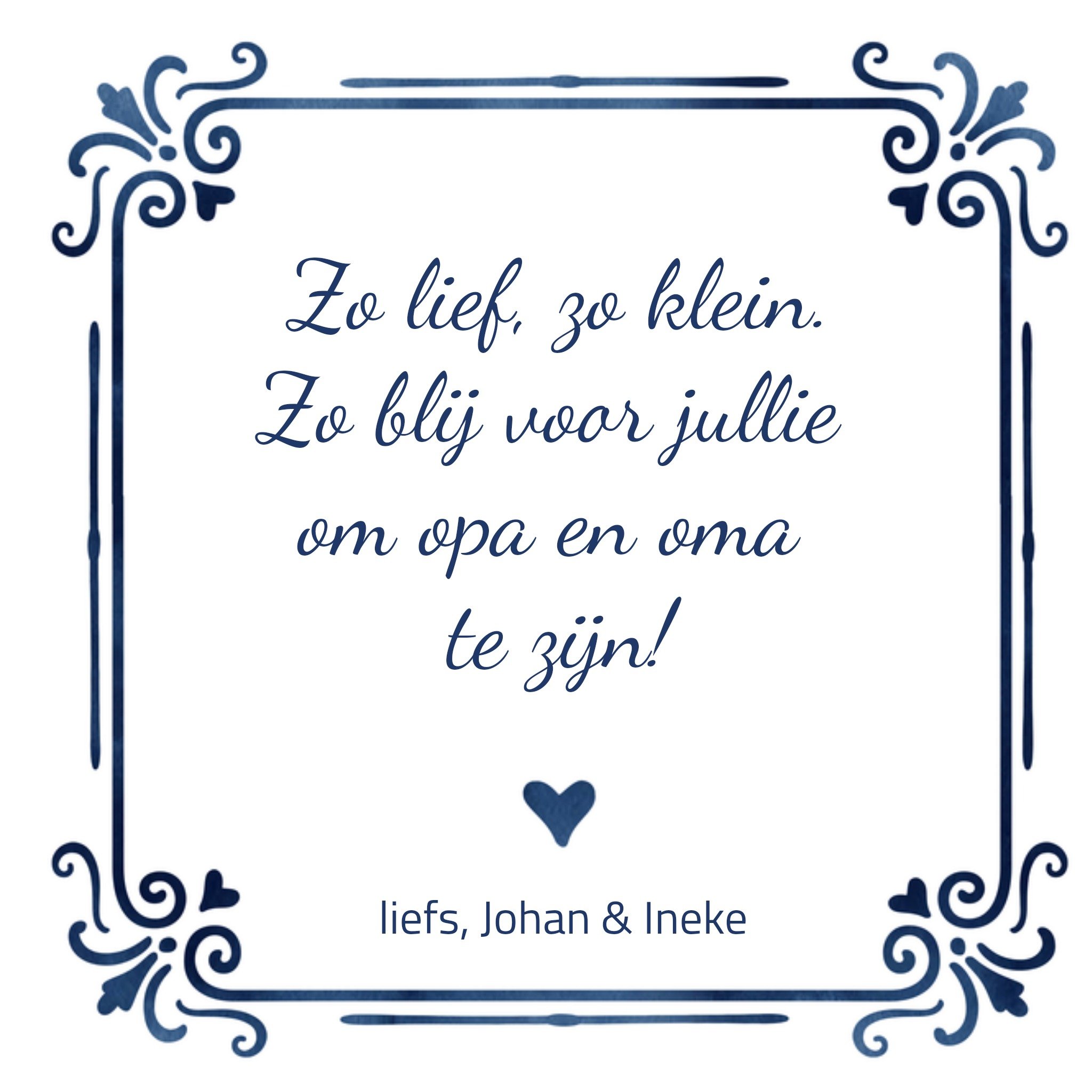 Geboortekaart Opa en Oma Tegel Vierkante Kaart Luckz