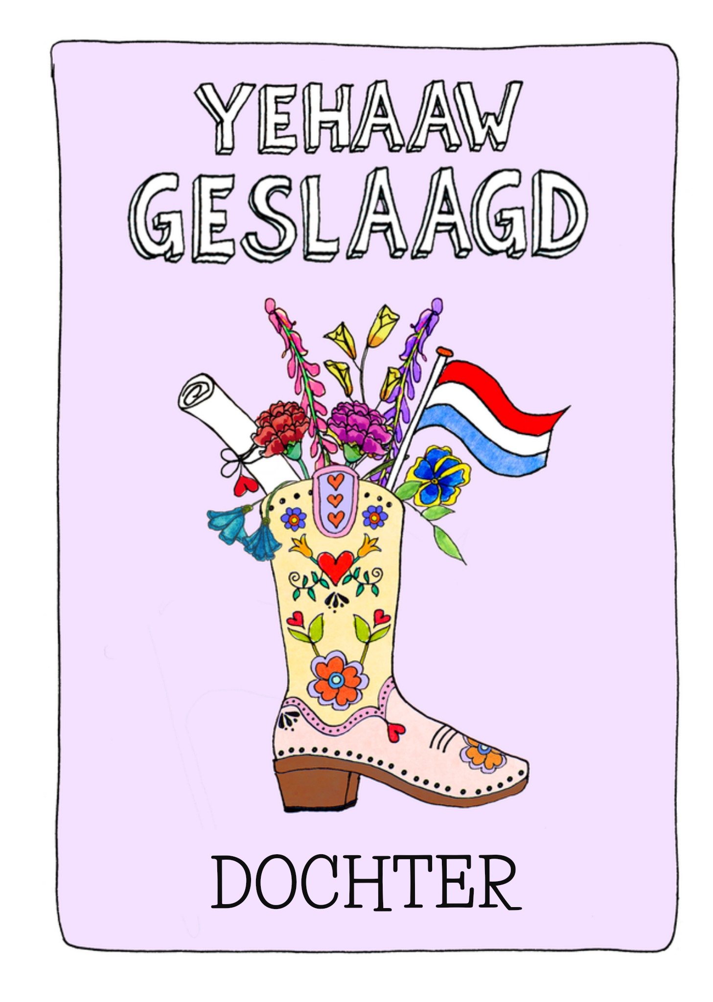 Geslaagdkaart Yehaaw Geslaagd Aanpasbaar tekst Kaart Sandysign