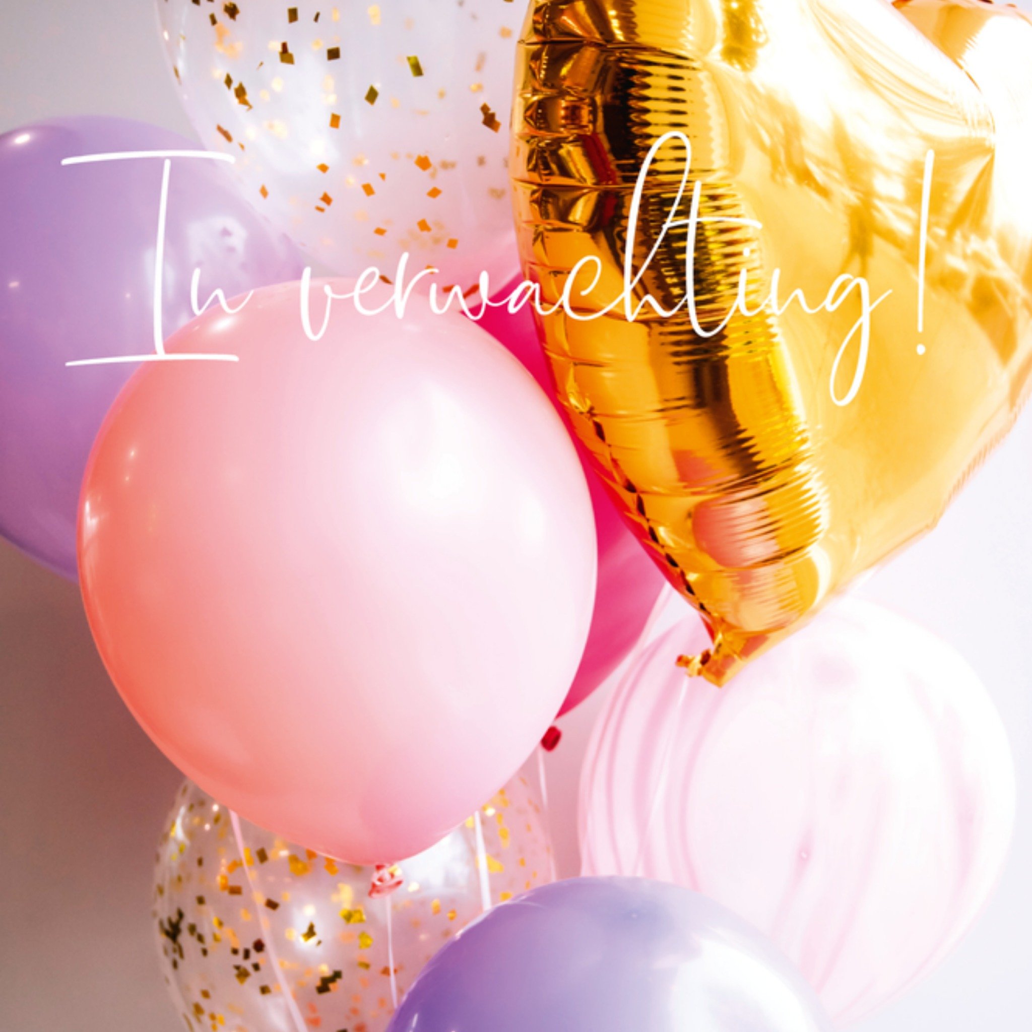 Zwangerschapskaart ballonnen Vierkante Kaart Paperclip