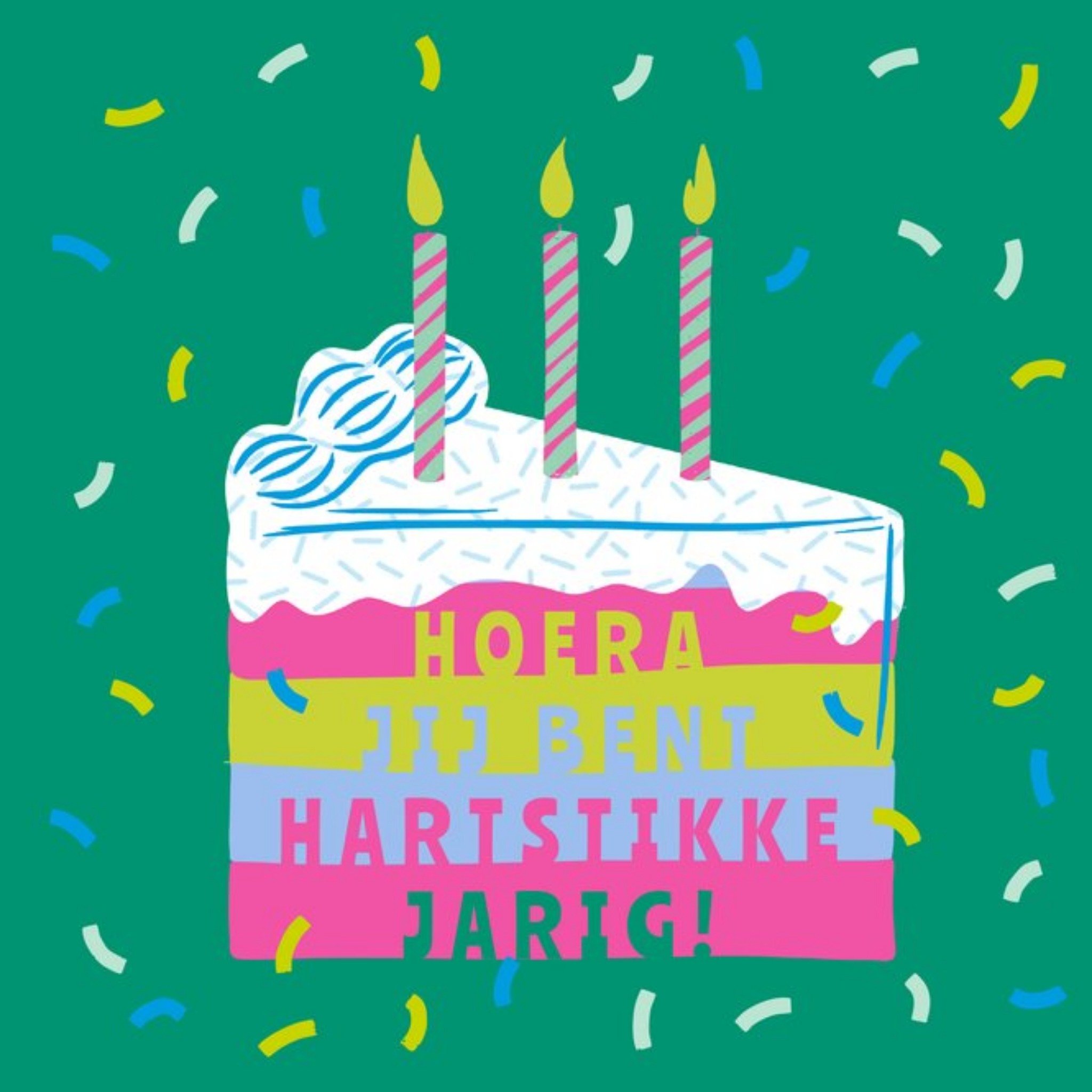 Stiching Jarige Job Verjaardagskaart Hoera Jij bent hartstikke jarig Vierkante Kaart Stichting Jarige Job