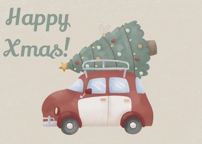 Little Dutch | Kerstkaart | Auto | Kerstboom