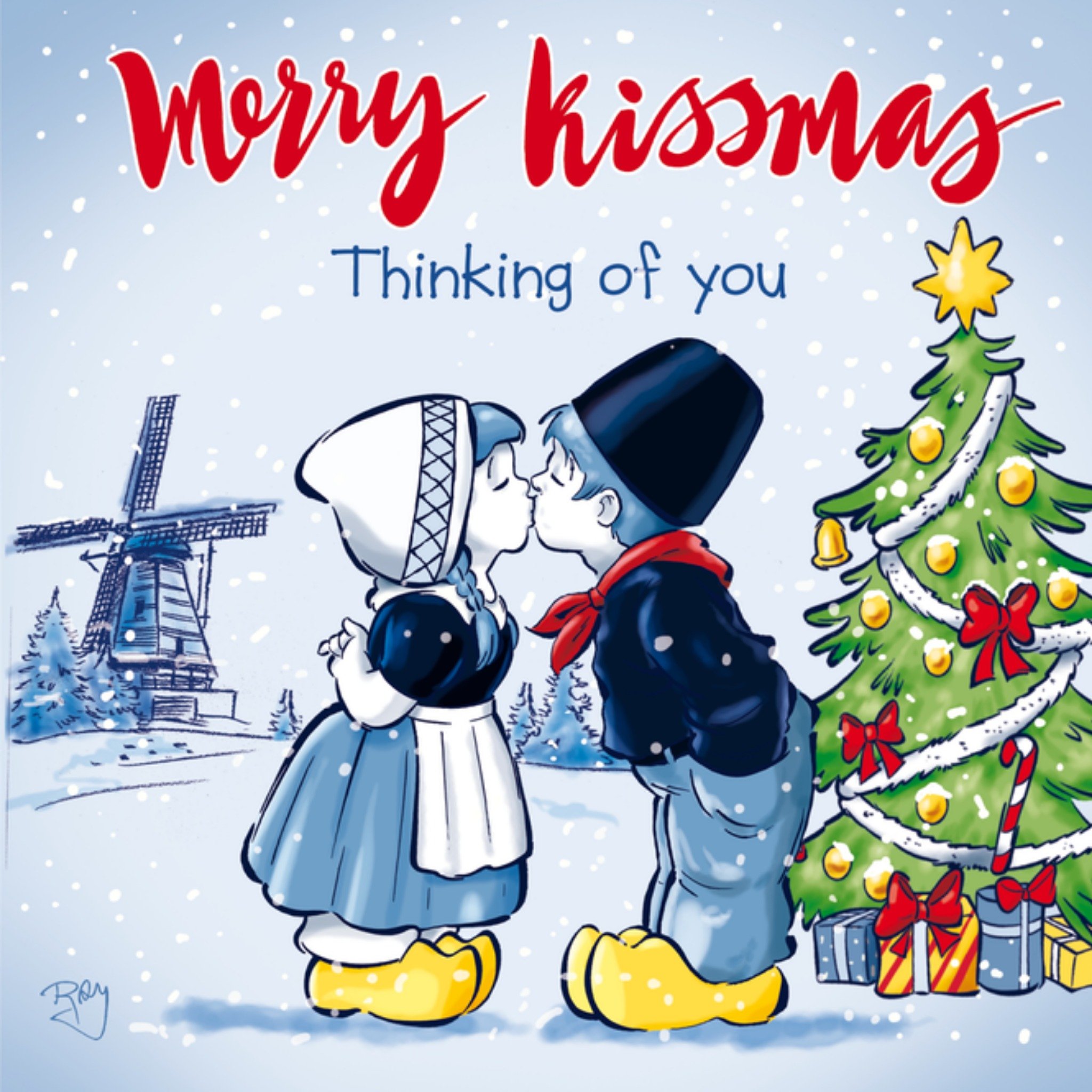 Kerstkaart denken aan Old Dutch